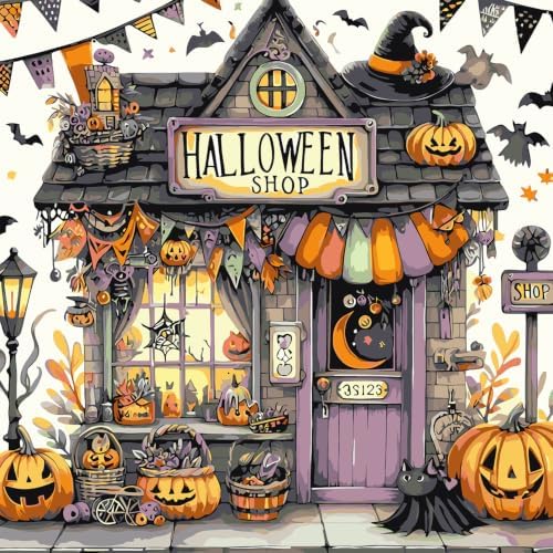 Halloween Paint by Numbers Kit for Adults,Shop Paint by Number 14x14 inch