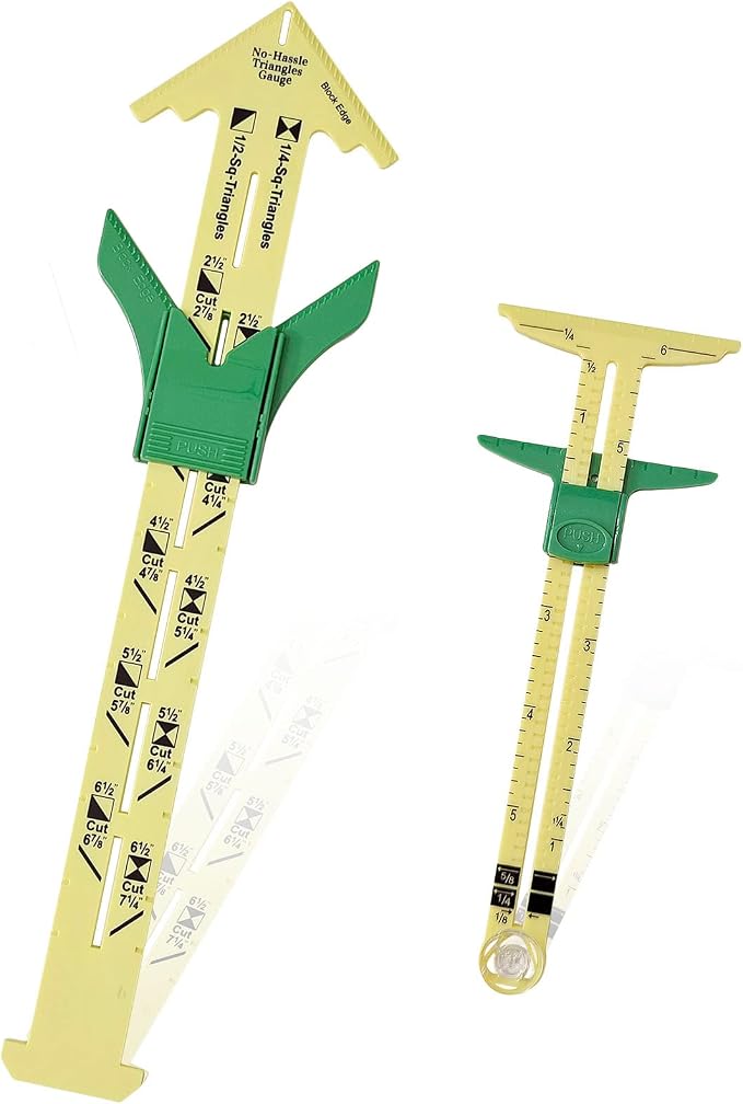 YEQIN 2 Pieces Handy 5-in-1 Sliding Gauge and No-Hassle Triangles GaugeSewing Measuring Tools, Plastic T Gauge Hem Gauge for Sewing Quilting. 2 Different Size