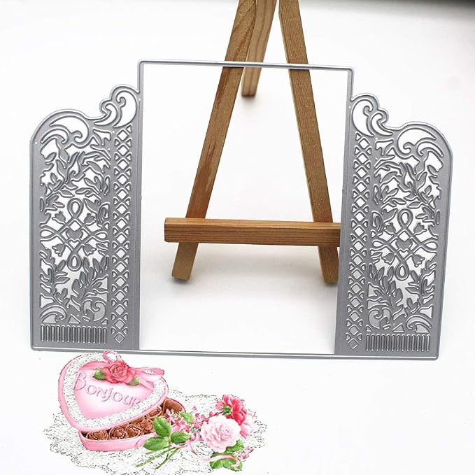 3D Card Shape Metal Cutting Dies, Invitation Card Background Dies Note Embossing Stencils for DIY Scrapbooking Photo Album Decorative DIY Paper Cards Making Gift, Classic Style Metallic Die Cut