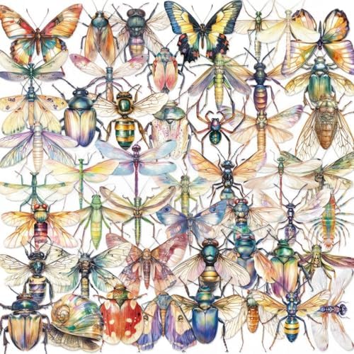 50pcs Nature Insect Stickers for Teen Water Bottle, Transparent Realistic Bug Sticker, Waterproof PET Decals for Bumper, Laptop, Skateboard, Luggage, Phone, Bicycle