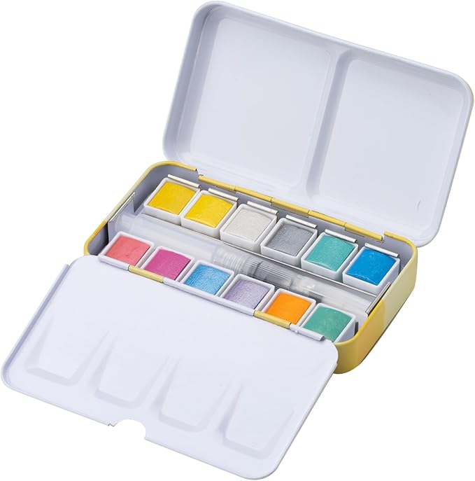 MEEDEN Metallic Watercolor Paint Set: 12 Colors Travel Watercolor Set
