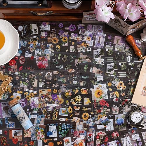 556 Pcs/48 Sheets Stickers for Scrapbooking,Scrapbook Flower Stickers for Scrapbooking Art Journal Bullet Journal Accessories