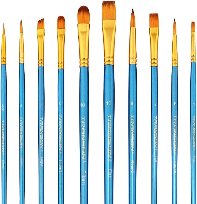 Transon 20pcs Bulk Artist Paint Brush Set for Acrylic Watercolor Gouache Hobby Craft Face Painting Blue