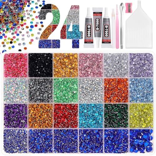 28000 Pcs Color Rhinestones Bedazzling Kit, Blue Resin Bedazzling Gems