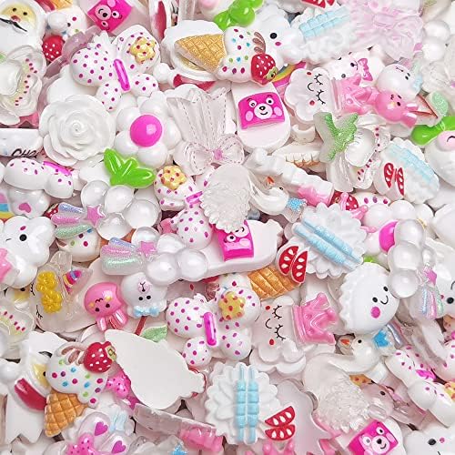 LibiIine 100pcs Mix Lots White Flatback Resin Buttons Flat Back Scrapbooking Resin Flatback Craft (White)