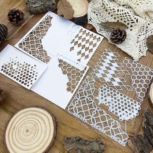 Lapoo Flowers Metal Cutting Die for Scrapbooking - Durable, Cut Stencils for DIY Scrapbook Photo Album Decorative Paper Card, Card Making Supplies, Embossing (Triangular Border 6.5 x 4.7 in)