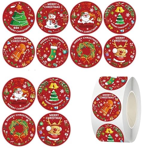 500Pcs Christmas Stickers Round Holiday Envelope Seals