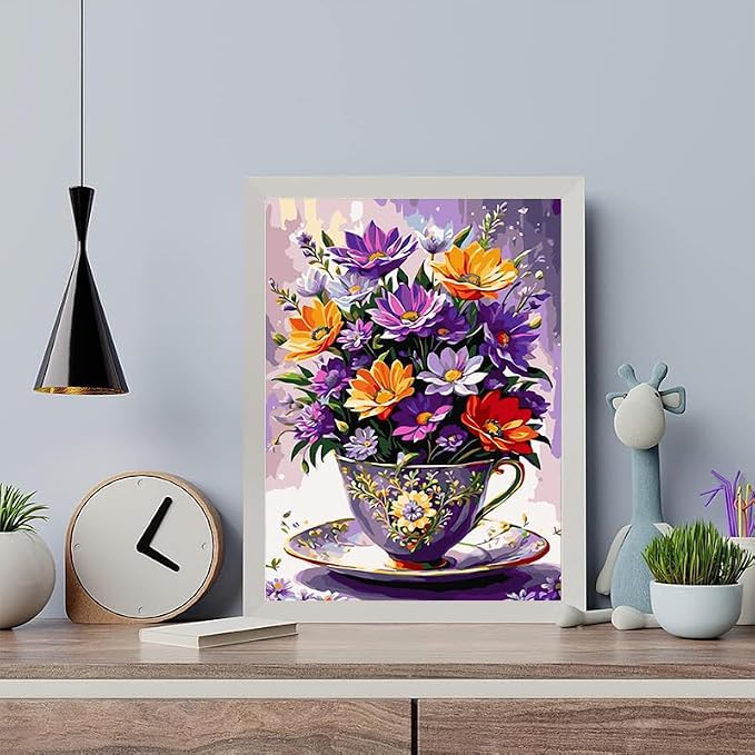 Arttoplus Flowers Paint by Numbers Kit for Adults Beginner 16x20 inch | Flowers Adult Paint by Number Kits on Canvas, Floral Oil Acrylic Painting by Numbers for Gift Home Wall Decor (Without Frame)