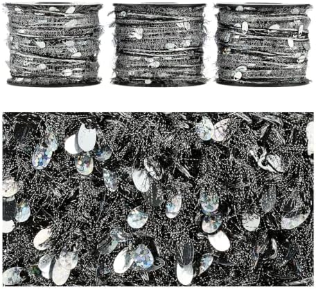 Artisanal Yarn Collection Multifiber Fancy Yarn for Knitting Crocheting Crafts DIY, Set of 3 Rolls(133 Night Silver Frost)