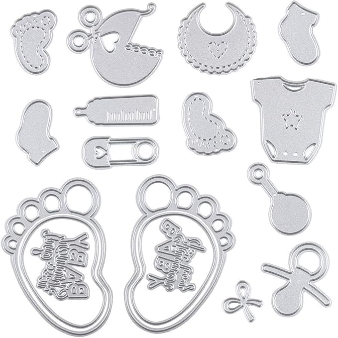 Baby Shower Cutting Die Baby Products Die Cuts for Card Making Cute Infant Foot Dies for Baby Shower Decoupage DIY Scrapbooking Photo Album Card Craft Birthday Decor Stencil Template Tool