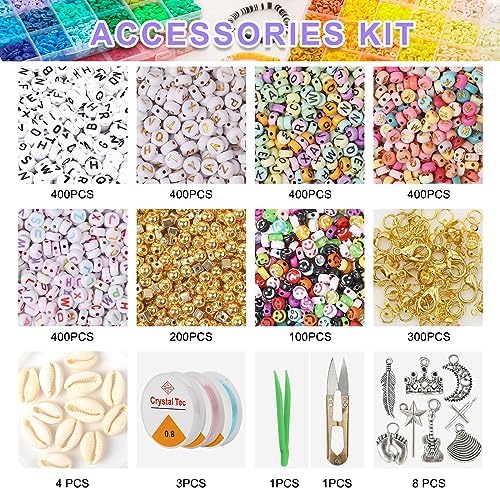 XSEINO 23000Pcs Clay Beads Bracelet Making Kit, 6Boxes 125Colors