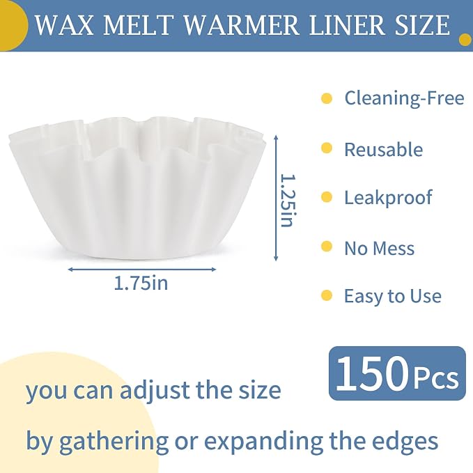 PEASUG 150 Pcs Wax Melt Liners Leakproof Reusable Universal for Warmers
