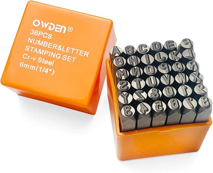 OWDEN Professional 36Pcs Steel Metal Stamps Set, 6mm (1/4")