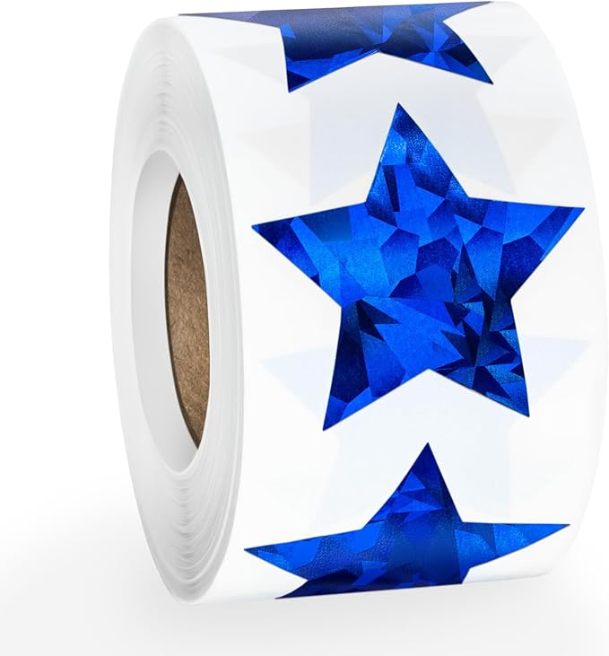 Imeepa 500PCS Holographic Blue Star Stickers, 1.5" Reward Labels