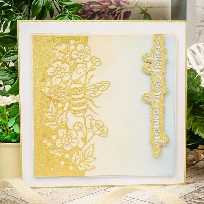 Scrapbooking Die-Cuts, Strips Frame Metal Cutting Dies for Card Making, Paper Craft Punch Template, Background Embossing Stencils, DIY Album Décor (Bee Lace-8x15.7cm)