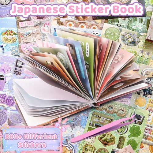 45 Sheets Japanese Sticker Book Manga 800+ Scrapbook Stickers Cute Korean Stickers for Journaling Scrapbooking Kawaii Food Sticker for Kids Adult Romantic DIY Comic Books Aesthetic Decoration Crafts D