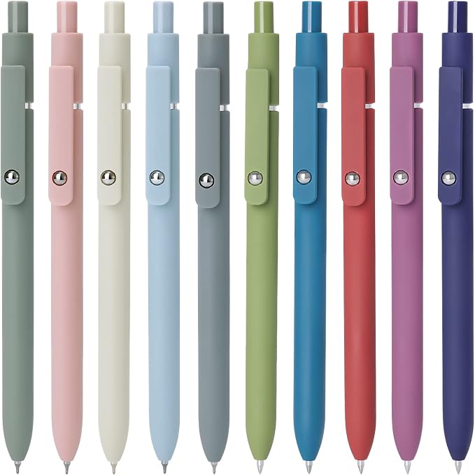 FIOVER Gel Pens 10pcs 0.5mm Quick Dry Black Ink Fine Point Pens