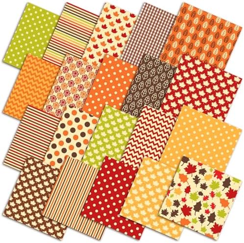 HunnmingRe 20 Pcs 10''x10'' Fall Thanksgiving Quilting Fabric Squares