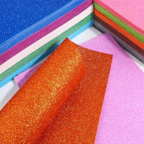 10 Sheets Glitter Cardstock Paper for St Patricks Day Decor, Easter Table Decorations, Self-adhesive Backs 30 X 20cm A4 Paper for Card DIY Scrapbook (Light Purple)