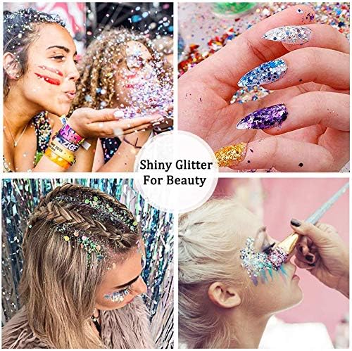 HEMOER Pink Glitter, 100g/3.5oz Holographic Chunky Glitter Mixed Hexagon Chunky & Fine Flakes Iridescent Sequins for Epoxy Crafts, Resin, Nail Body, Tumblers, Party Decoration
