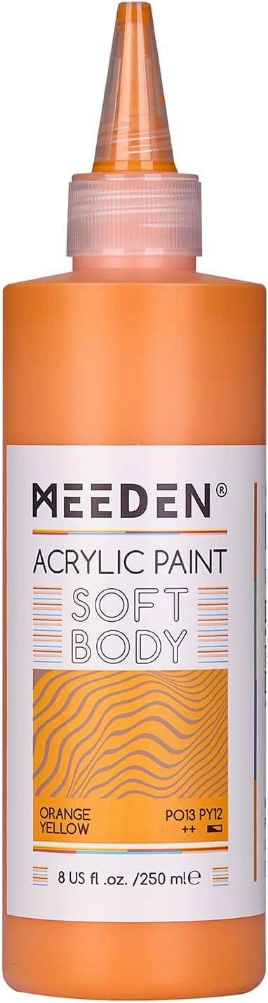 MEEDEN Orange Yellow Acrylic Paint: Matte Finish 250ml/8.45oz Soft Body