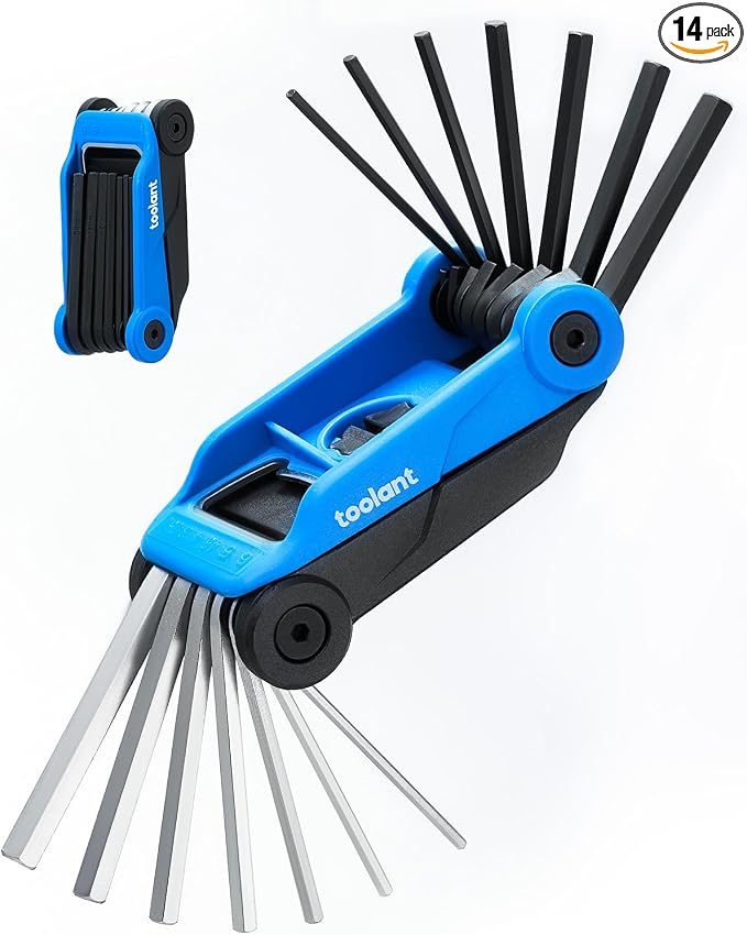 Kraftek toolant 14PCS Folding Allen Wrenches Sets, Metric Allen Key Set 2mm- 6mm, SAE Hex Key Set 5/64”- 1/4", CRV Steel EDC Tool for Bike Repair & Home,Compact Foldable Hex Key Set