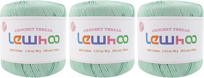 Crochet Thread Size 3, 3 Pearl Yarn Balls for Crocheting Sage Green