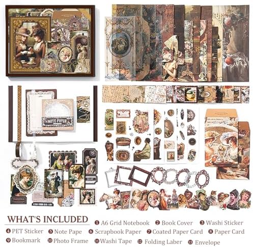 Scrapbook Supplies Kit, Vintage Junk journaling Supplies, Scrapbooking Kit