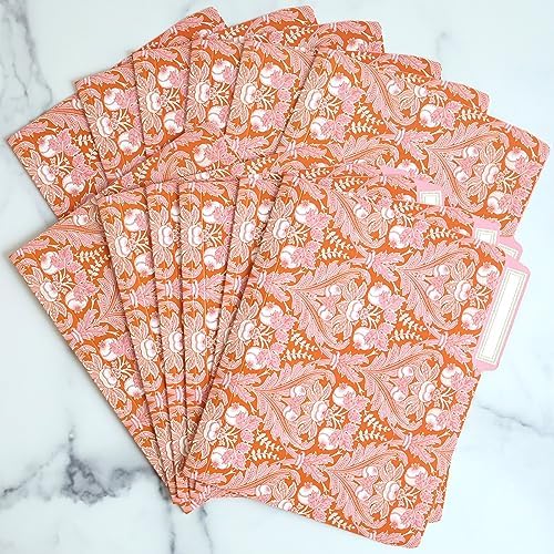 Anna Griffin Damask Style File Folders - 12 Piece Set, Letter Size with 3 Staggered Tab Dividers, Decorative & Functional for Home or Office Organization
