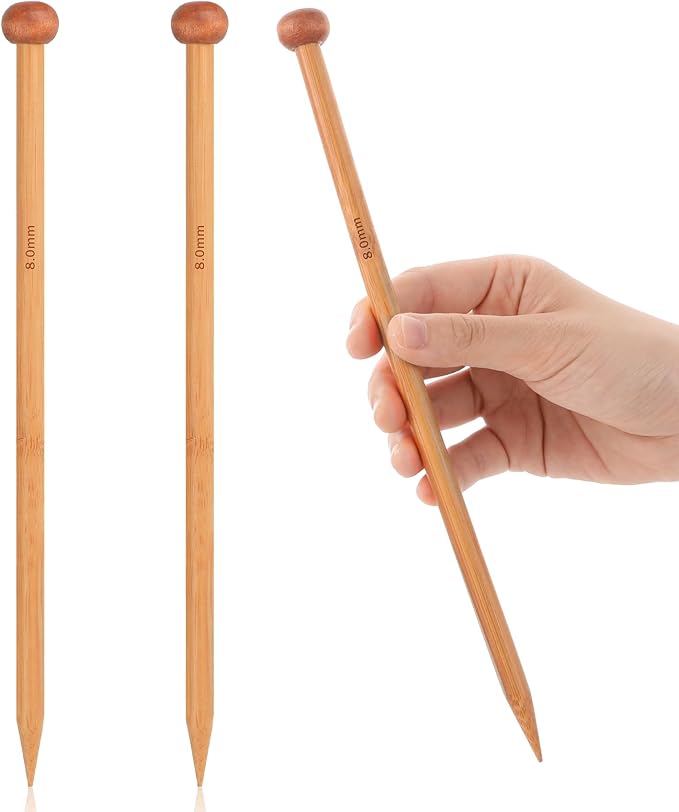 2pcs Bamboo Knitting Needles 10-Inch Long Wooden Knitting Needles Knitting for Beginners Sock,Scarf,Handmade DIY Knitting & Crochet Supplies(8mm)