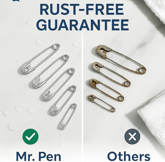 Mr. Pen- Safety Pins, 900 Pack, Small & Large Sizes, Nickel Plated Steel