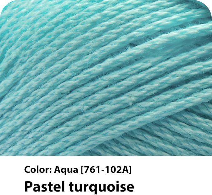 Lion Brand 24/7 Cotton Yarn, Lightweight Yarn for Knitting, Crocheting, and Crafts, Aqua, 3 Pack
