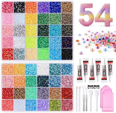 Flatback Rhinestones for Bedazzling Kit with Glue, for Nail Gems and Charms