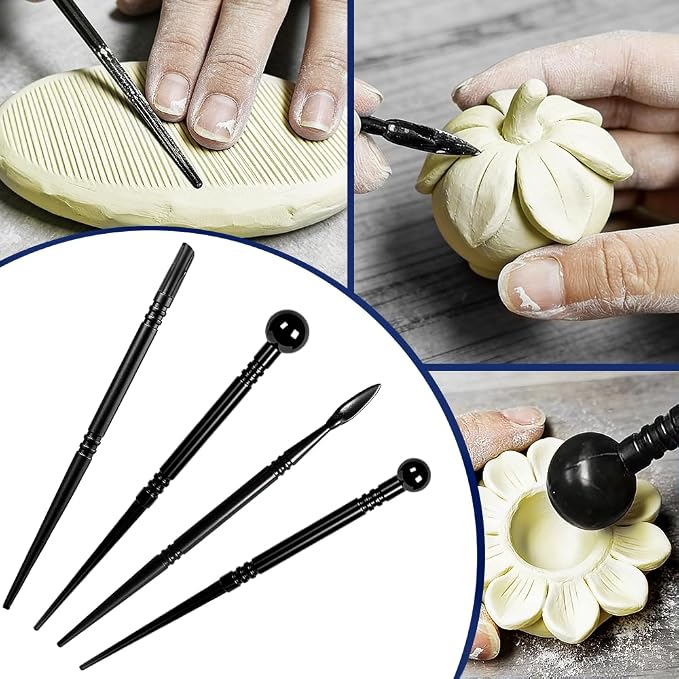 OSBANG Air Dry Clay Glaze and Tools Kit, 100ml Gloss Clear Varnish with 29-Piece Clay Sculpting Set, Protective Top Coat for Polymer Clay and Acrylic Paintings, for Crafting and DIY Projects