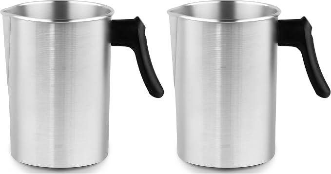 SAEUYVB Light Candle Making Pouring Pot, Holds for 4 pounds, Aluminum Wax Melting Pot with Heat-Resistant Handle and Dripless Pouring Spout for Candle Making，3L (Pack of 2)