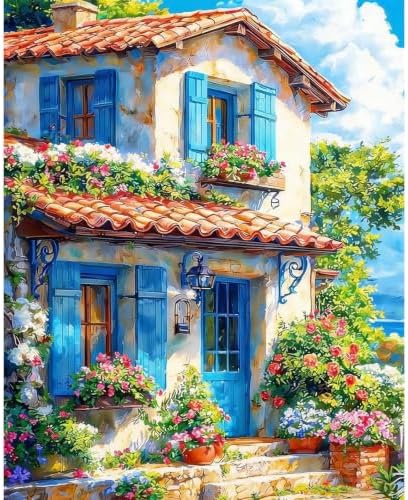 Paint by Numbers for Adults House - Seaside Paint by Number on Canvas