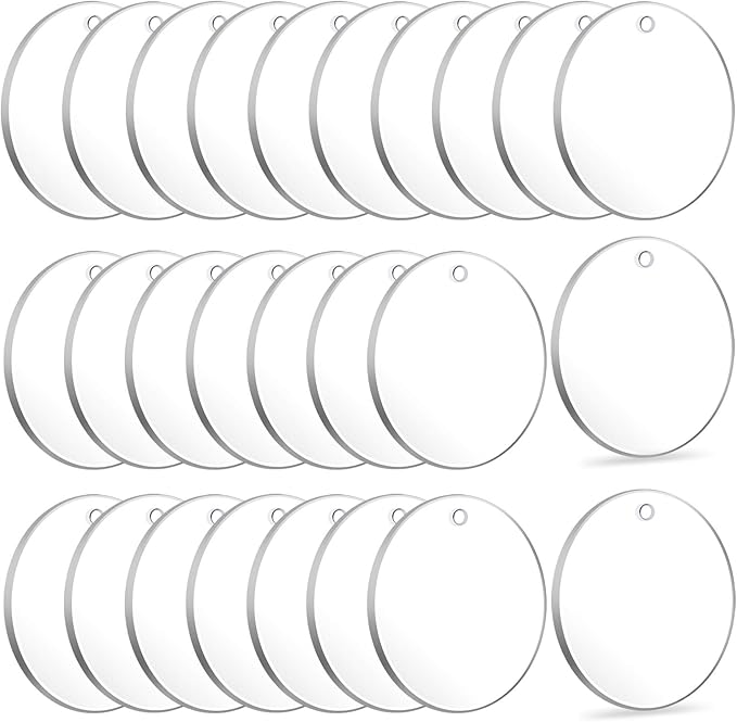 Acrylic Keychain Blanks, Audab 50pcs Clear Keychains for Vinyl, Transparent Circle Discs Blanks Bulk DIY Keychain, Crafting and Vinyl Projects