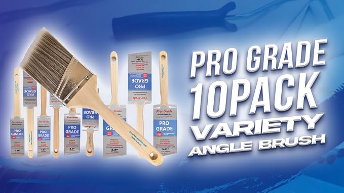 Pro Grade Angle Paint Brushes, Paint Brush Set for Trim & Walls, 10 Pc | Sash & cut-in detail | Furniture, cabinets, doors & fences | Interior & exterior | Latex, oil & stain | Medium stiff bristles