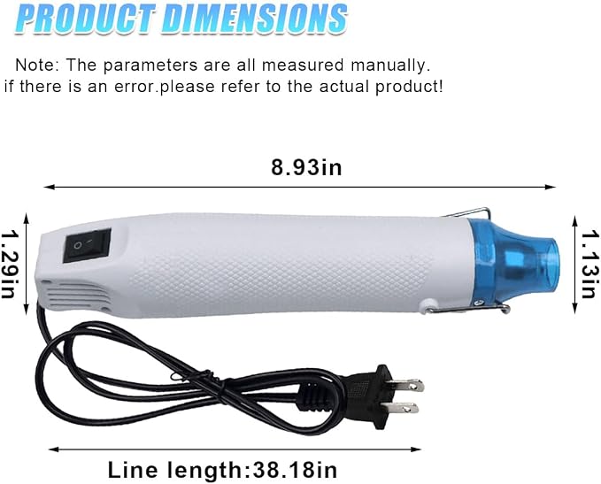 Mini Heat Gun - 220V 300W Portable Handheld Hot Air Gun Tool for DIY Craft Embossing - Electric Heating Tool with Stand & Power Cord for Car Vinyl Wrap/Shrink Wrapping PVC/Drying Paint(White)