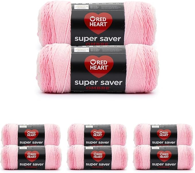 Red Heart Super Saver Jumbo Light Pink Yarn - 8 Pack of 10oz/283g - 100% Acrylic - #4 Worsted (Medium) - 482 Yards - Knitting/Crochet