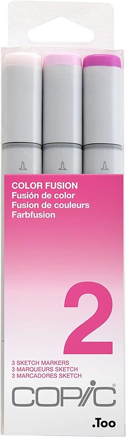 Copic Sketch Fusion #2 Pink 3-Color Refillable Dual-Tip Alcohol Markers