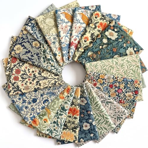 HunnmingRe 20 Pcs 10''x10'' William Morris Flower Quilting Fabric Square