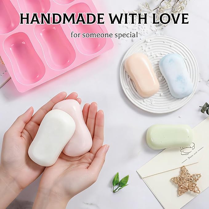 SJ Classic Soap Mold Set, 2-Pack 6-Cavity Silicone Soap Molds | For Soap Making, Bath Bombs, Wax Melts & Crafts, Food Grade Silicone, Easy Release, Reusable