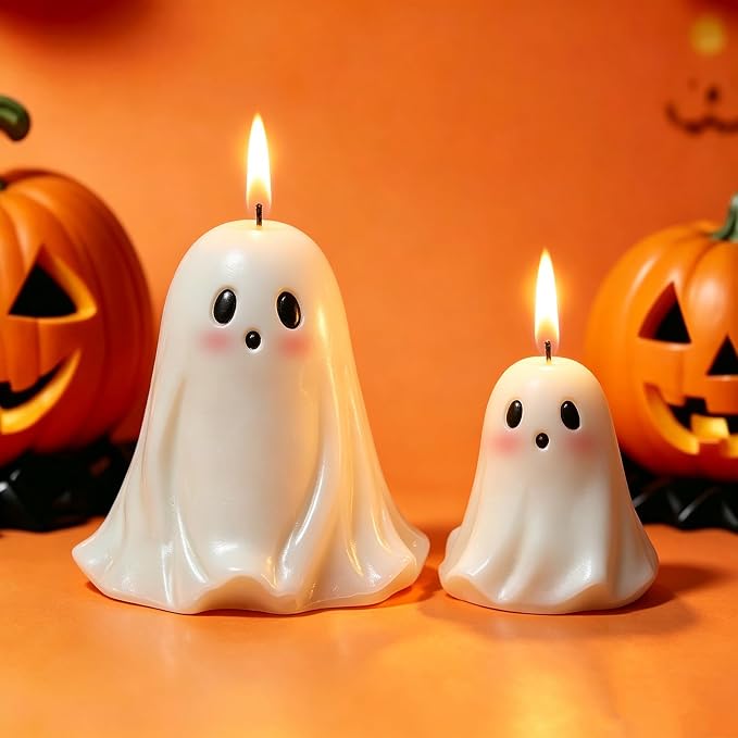 Halloween Ghost Mold, Set of 2 Size Large + Small Ghost Molds | Little Ghost Silicone Molds for Candle, Epoxy Resin Casting, Handmade Soap, Scented Plaster Halloween Craft Gift Home Decor
