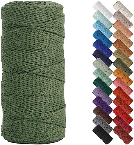 NOANTA Olive Green Macrame Cord 2mm x 220yards, Cotton Rope Macrame Yarn