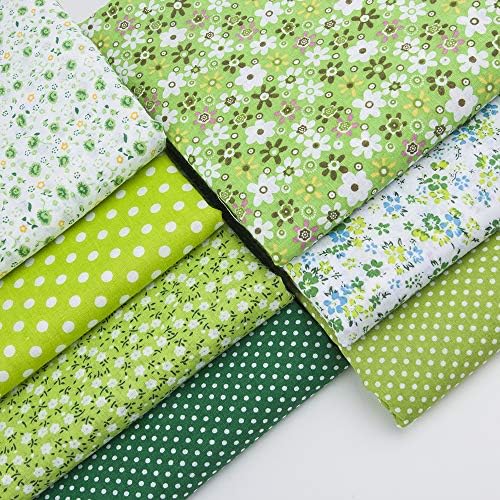 Cotton Fabric DIY Making Supplies Quilting Patchwork Fabric Fat Quarter Bundles DIY for Quilting Cotton Patchwork Cushions (Green, 20" x 20")