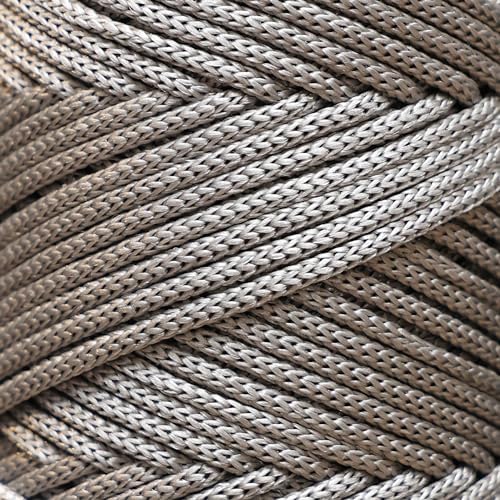 Makromecity, 2 Skeins of Polyester Macrame Cord 3mm x 131 Yards (394 feet) 3mm Polypropylene Light Grey Macrame Cord Crochet Macrame Bag Cord Crafts for Wall Hangings, Bags, Underplate, Rug