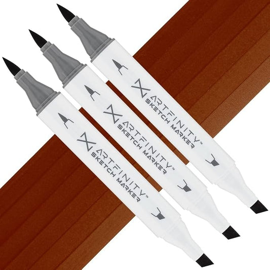 Artfinity Sketch Markers - Set of 3 - Light Umber E1-7, Vibrant, Professional, Dye-Based Alcohol Markers for Artists, Drawing, Travel, & More