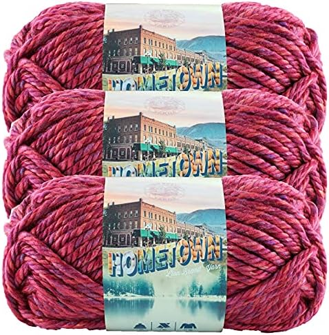 Lion Brand Yarn Hometown Yarn, Super-Bulky Yarn for Knitting, Crocheting, and Crafting, 3 Pack, Phoenix Azalea