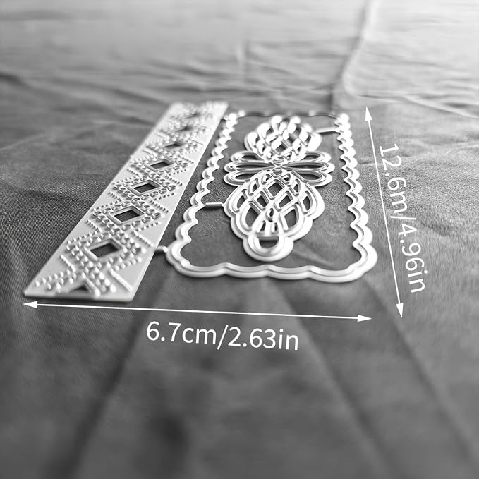 Lapoo 3D Backgrounds Frame Metal Cutting Die for Scrapbooking, New Cutting Dies DIY Album Card Making Decor Paper Craft Metal Die Cuts Party Wedding Decorations (Innovative Lace Border 5 x 2.6 in)